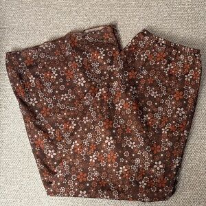 Floral Patterned Brown Midi-Skirt